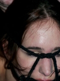 Tied Up Calico Slave In Gag Mask Made Of Black Ropes Gets Her Snatch Vibrated.