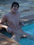 Studly Dark Haired Guy Mike Cooper Exposes His Dick In The Pool And Jerks Off Outside